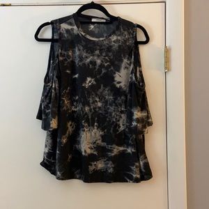 Cherish tie dye peekaboo shoulder top